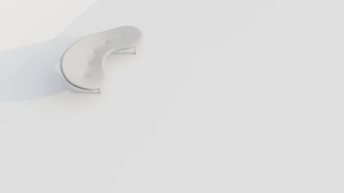 Üç boyutlu bej edamame kadife kanepe ve beyaz arka planda metal kanepe bacakları.