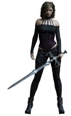 Modern fantasy witch character woman clipart