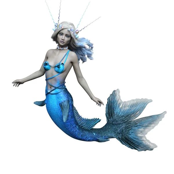 Blu Sirena Fantasia Personaggio Donna — Foto Stock