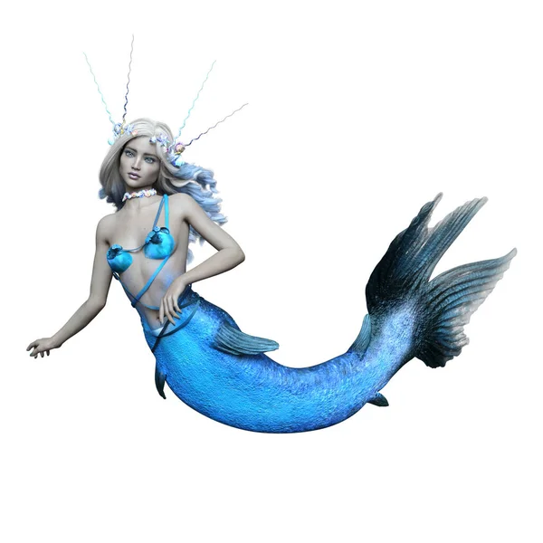 Azul Sereia Fantasia Personagem Mulher — Fotografia de Stock