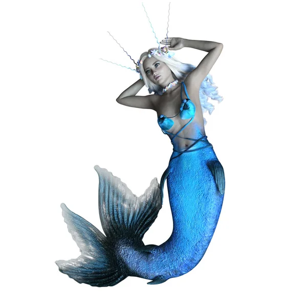 Blue Mermaid Fantasy Character Woman — Stock Photo, Image