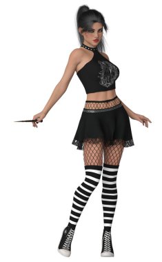 Punk witch magic school character clipart