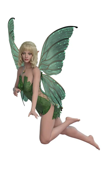 Pixie Poeira Fada Magia Verde Fae Fantasia Personagem — Fotografia de Stock