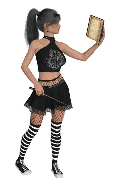 Punk Witch Magic School Character Stock Picture