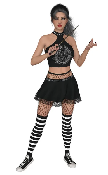 Punk Witch Magic School Character Stock Photo