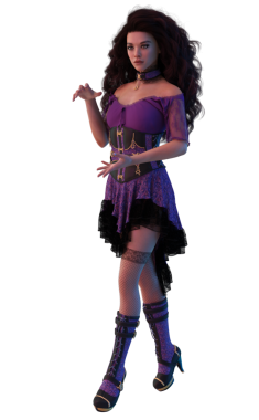 Mor elbiseli fantezi kadın