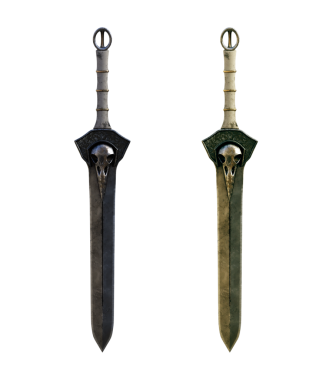 Bir dizi fantezi kılıcı.