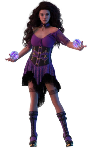 Mor elbiseli fantezi kadın