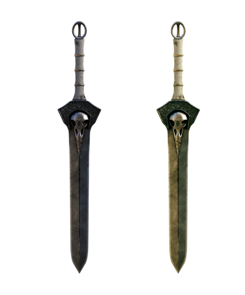 Bir dizi fantezi kılıcı.