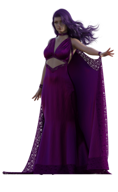 Mor elbiseli sihirli büyücü.
