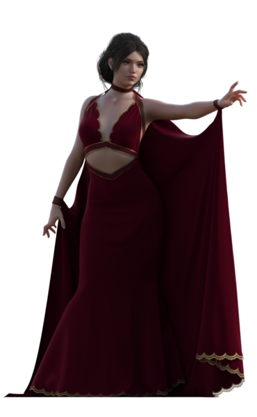 Kırmızı elbiseli güzel esmer