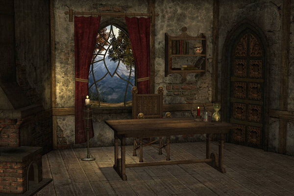 Wizard's room interior backgrounx
