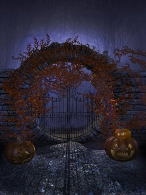 Cadılar Bayramı ormanı ön planda