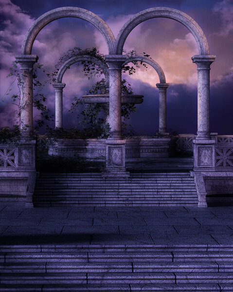 Steps to archway background