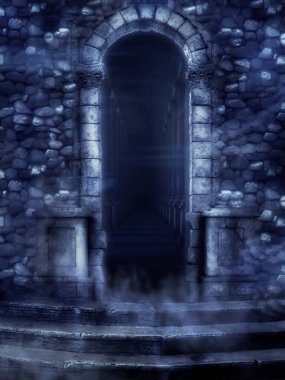 Gotik gece zindanı girişi