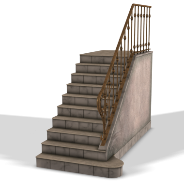 Betondan yapılmış eski merdivenler.