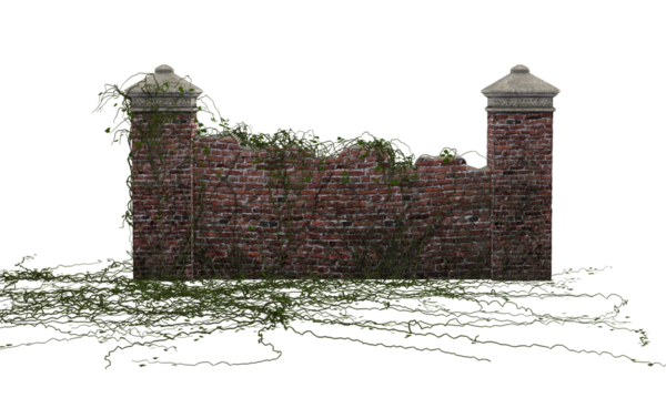 Sarmaşıklı koyu tuğlalı çit