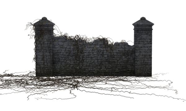 Sarmaşıklı koyu tuğlalı çit