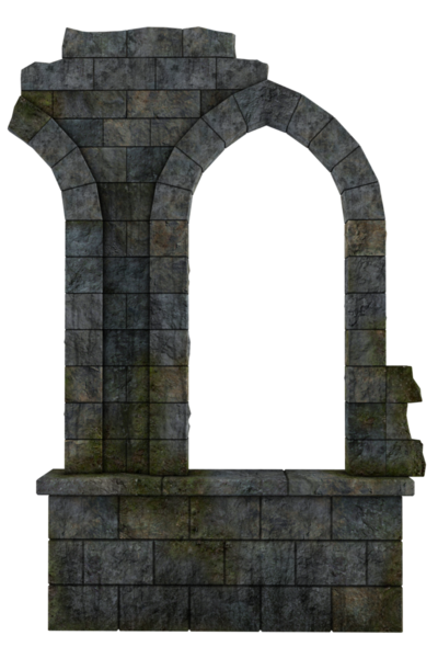 Gotik mahvolmuş kemer yolu penceresi 