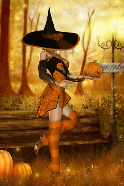 Cadılar bayramı cadısı ve balkabağı