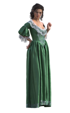 Barok çağı yeşil elbisesi