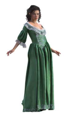 Barok çağı yeşil elbisesi