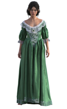 Barok çağı yeşil elbisesi