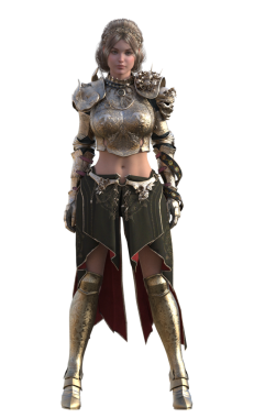 Yaldızlı zırhlı kadın savaşçı.