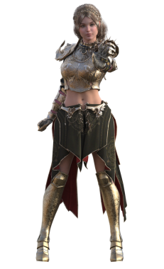 Yaldızlı zırhlı kadın savaşçı.
