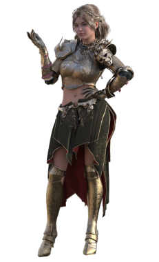 Yaldızlı zırhlı kadın savaşçı.