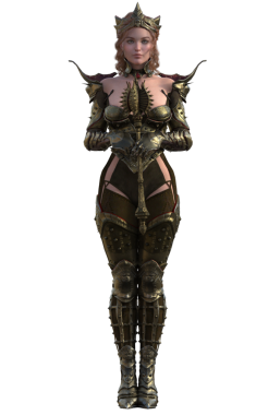 Savaşçı kadın topuz tutuyor.