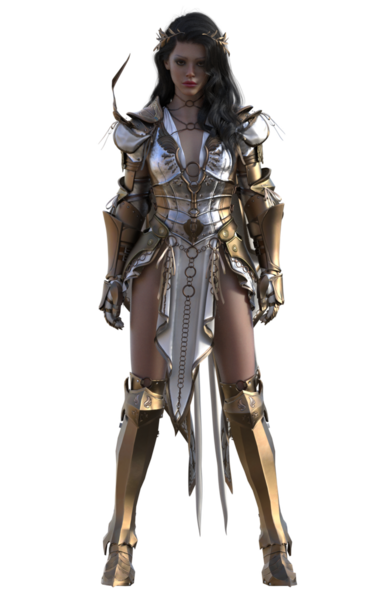 Zırhlı esmer savaşçı kadın.