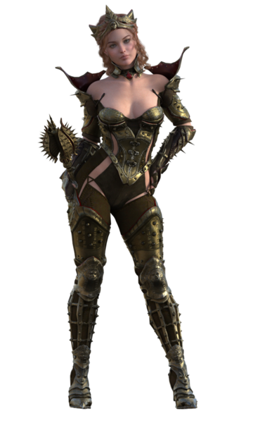 Savaşçı kadın topuz tutuyor.