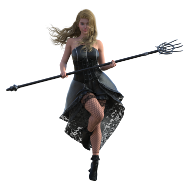 Sopası olan sevimli bir cadı.