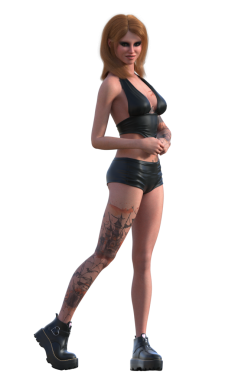 Dövmeli kızıl saçlı kız.