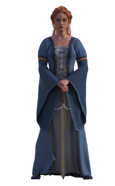 Kılıçlı ortaçağ kızı.