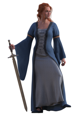 Kılıçlı ortaçağ kızı.