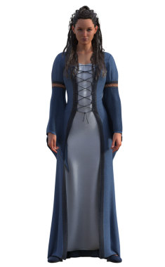 Mavi elbiseli ortaçağ kızı.