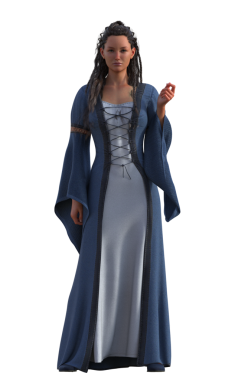 Mavi elbiseli ortaçağ kızı.