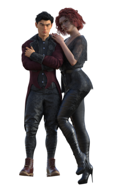 Siyahlı vampir çift.