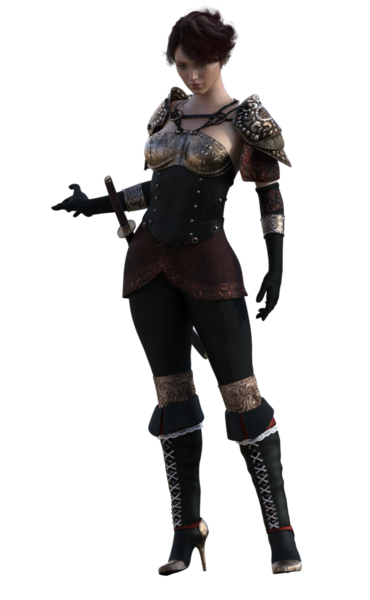 Ortaçağ zırhlı kadın.