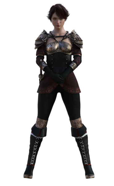 Ortaçağ zırhlı kadın.