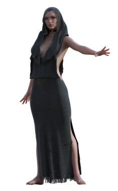 Eski püskü elbiseli cadı.