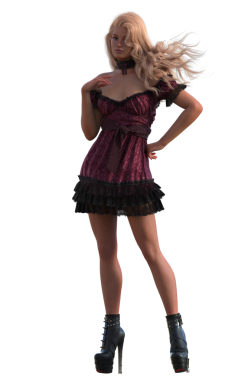 Bordo elbiseli genç kadın.