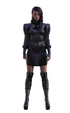 Deri elbiseli modern bayan karakter.