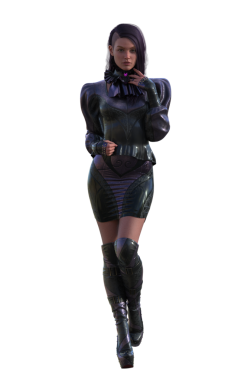 Deri elbiseli modern bayan karakter.