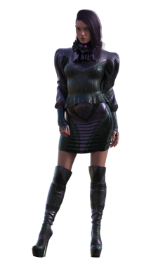 Deri elbiseli modern bayan karakter.