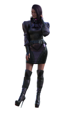 Deri elbiseli modern bayan karakter.