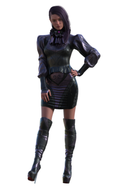 Deri elbiseli modern bayan karakter.