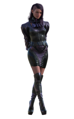 Deri elbiseli modern bayan karakter.